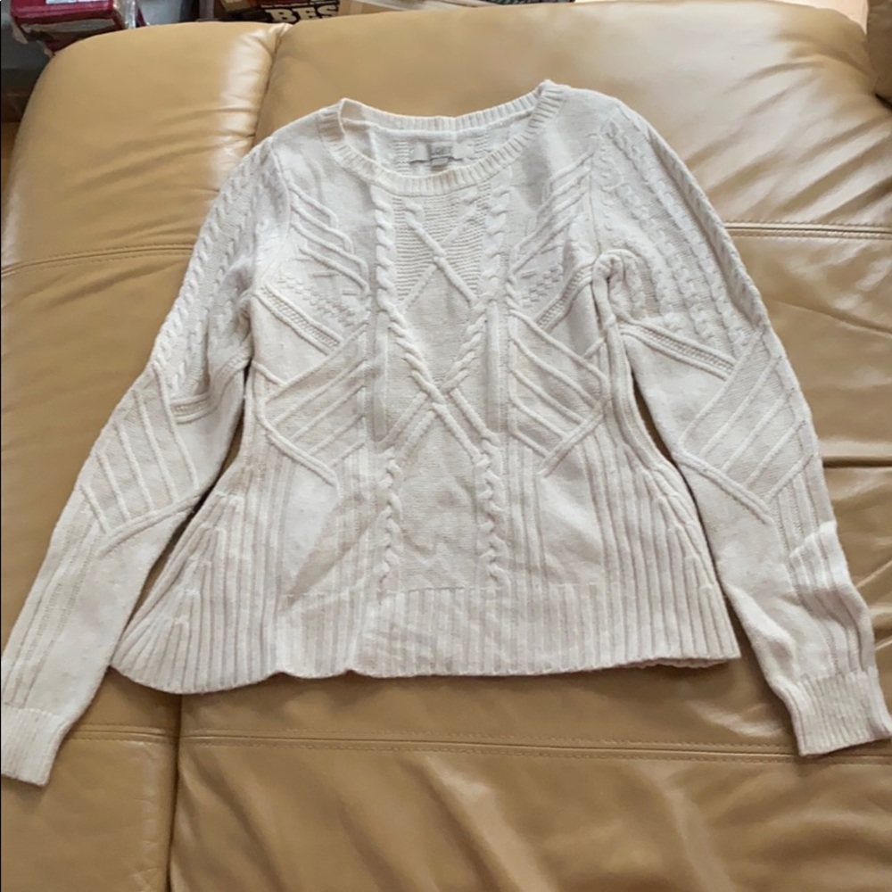 Ann Taylor Cream Peplum Sweater